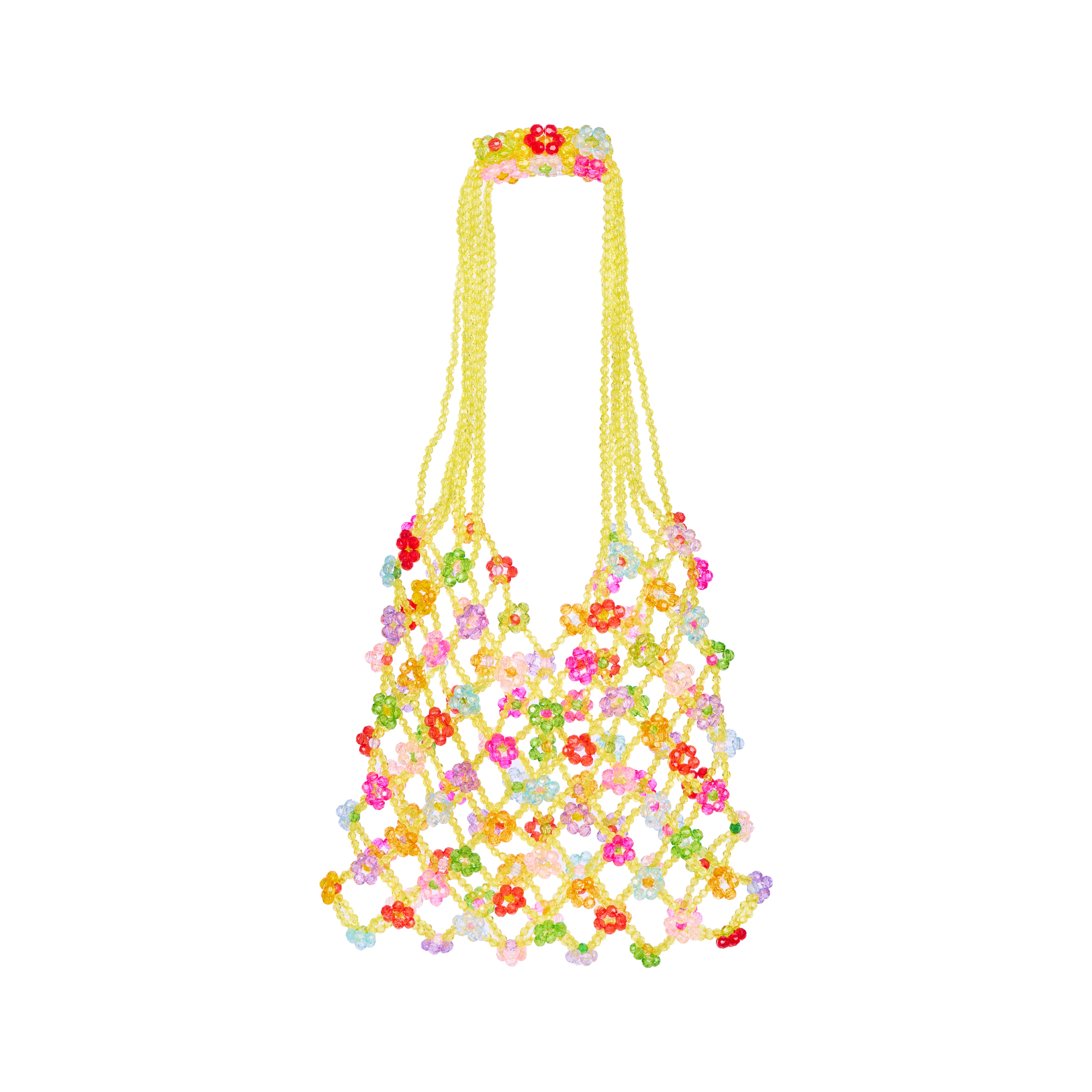 Sunshine Bloom Floral Beaded Shoulder Bag