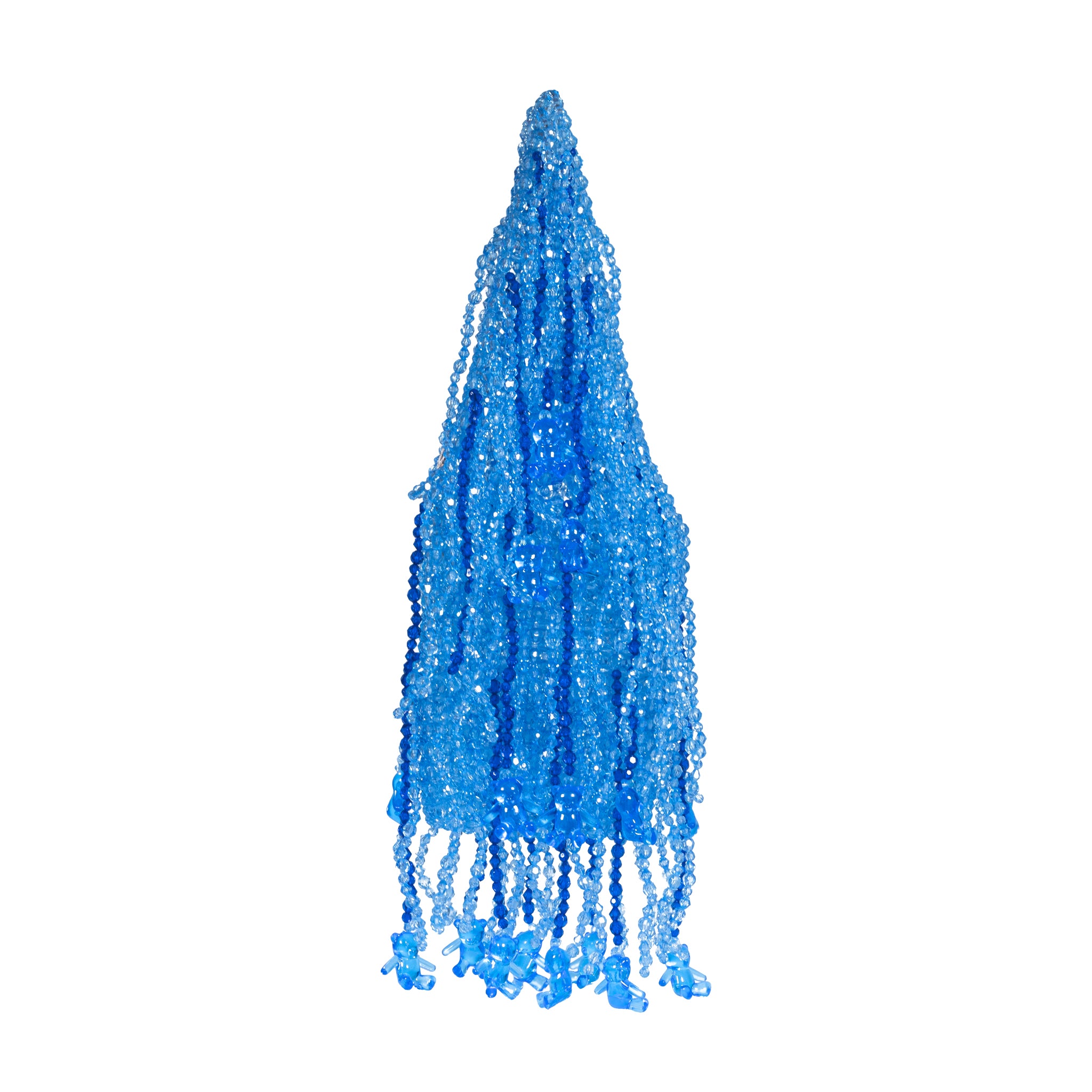 Blue Crystal-like Teddy Detailed Tassel Bead Handbag - Tillie Beads