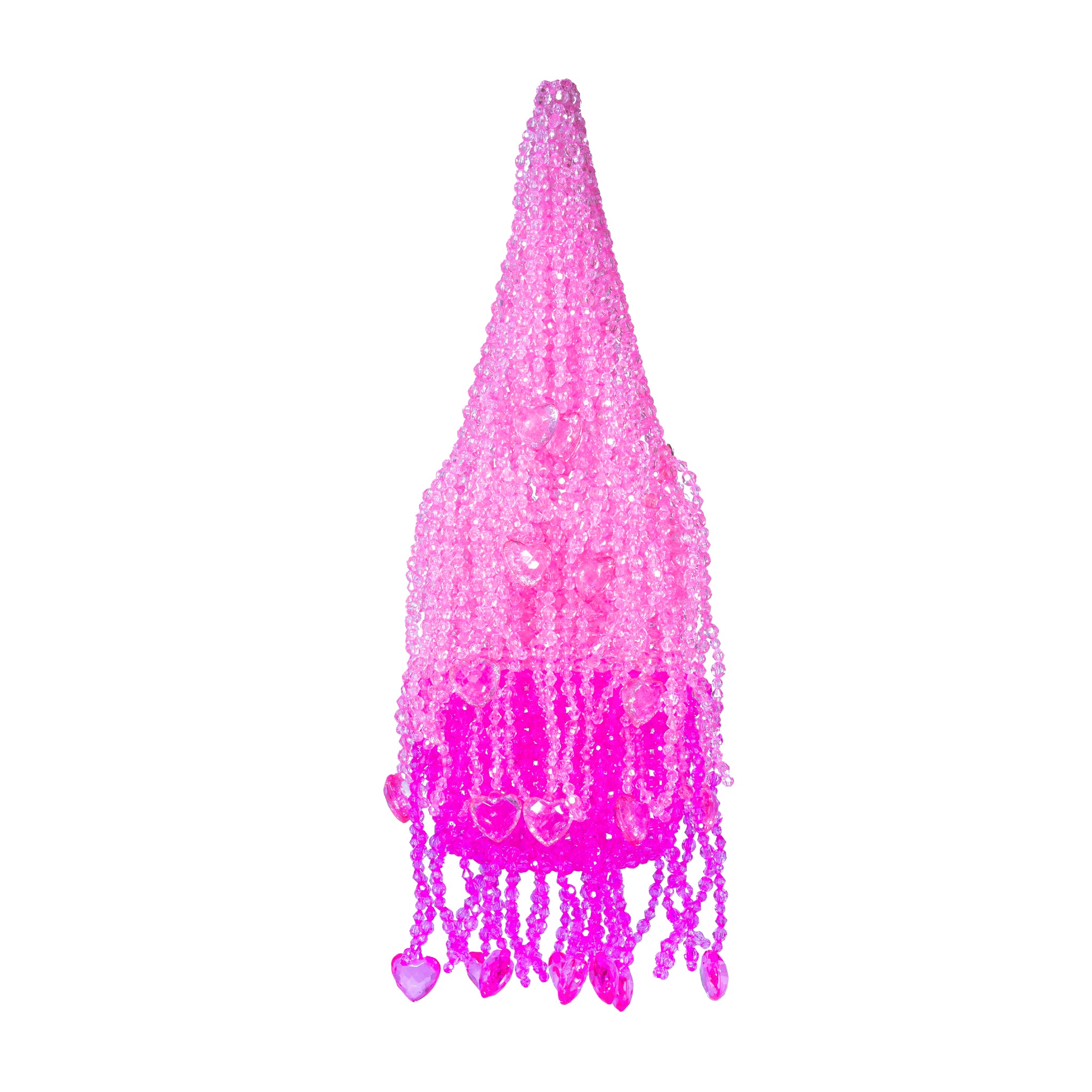 Pink Crystal-like Heart Detailed Tassel Bead Handbag - Tillie Beads