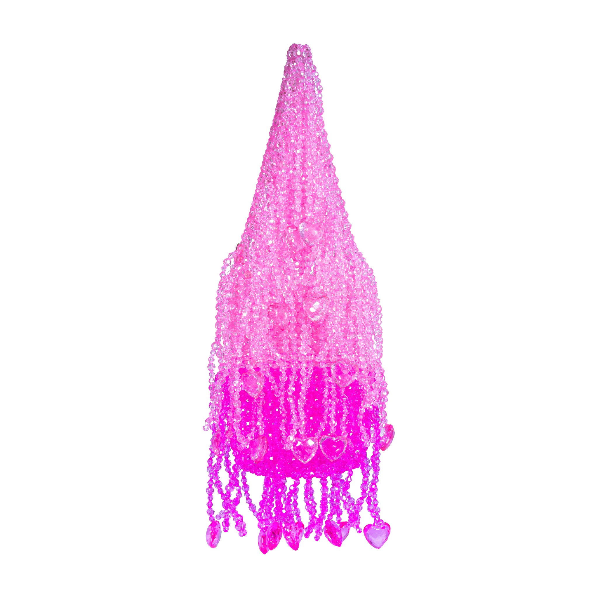 Pink Crystal-like Heart Detailed Tassel Bead Handbag - Tillie Beads