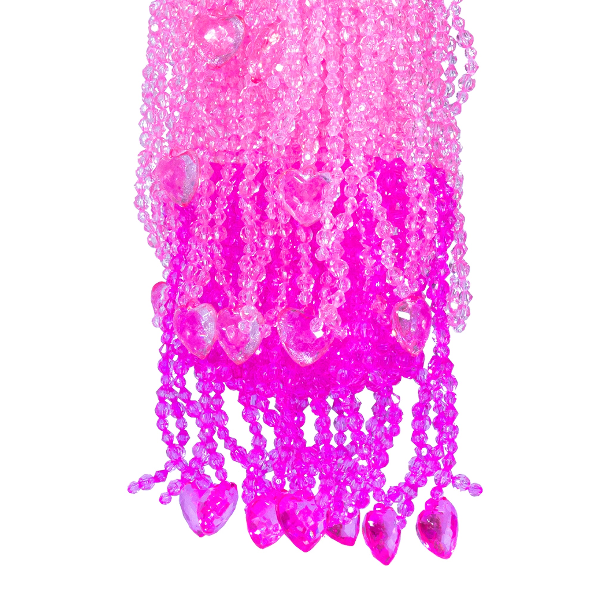 Pink Crystal-like Heart Detailed Tassel Bead Handbag - Tillie Beads