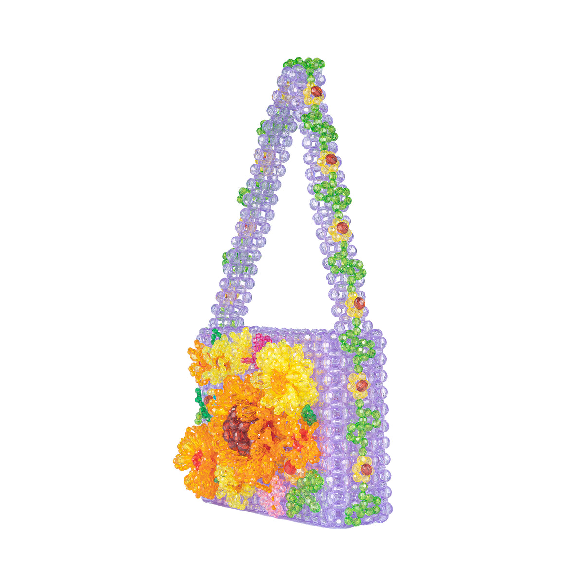 Purple Sunflower Floral Mini Bead Bag – Tillie Beads