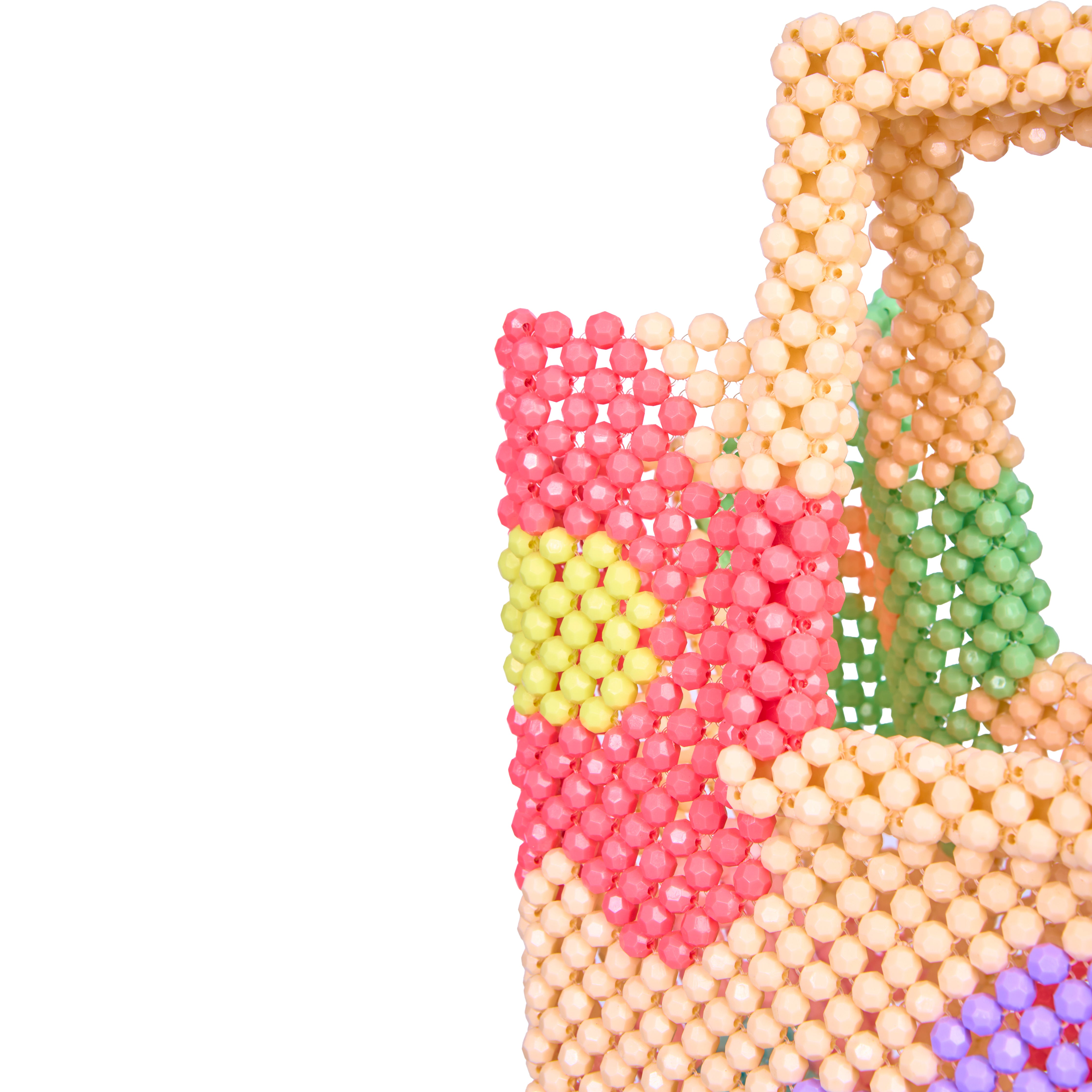 Daisy Square Handle Tote Bead Bag