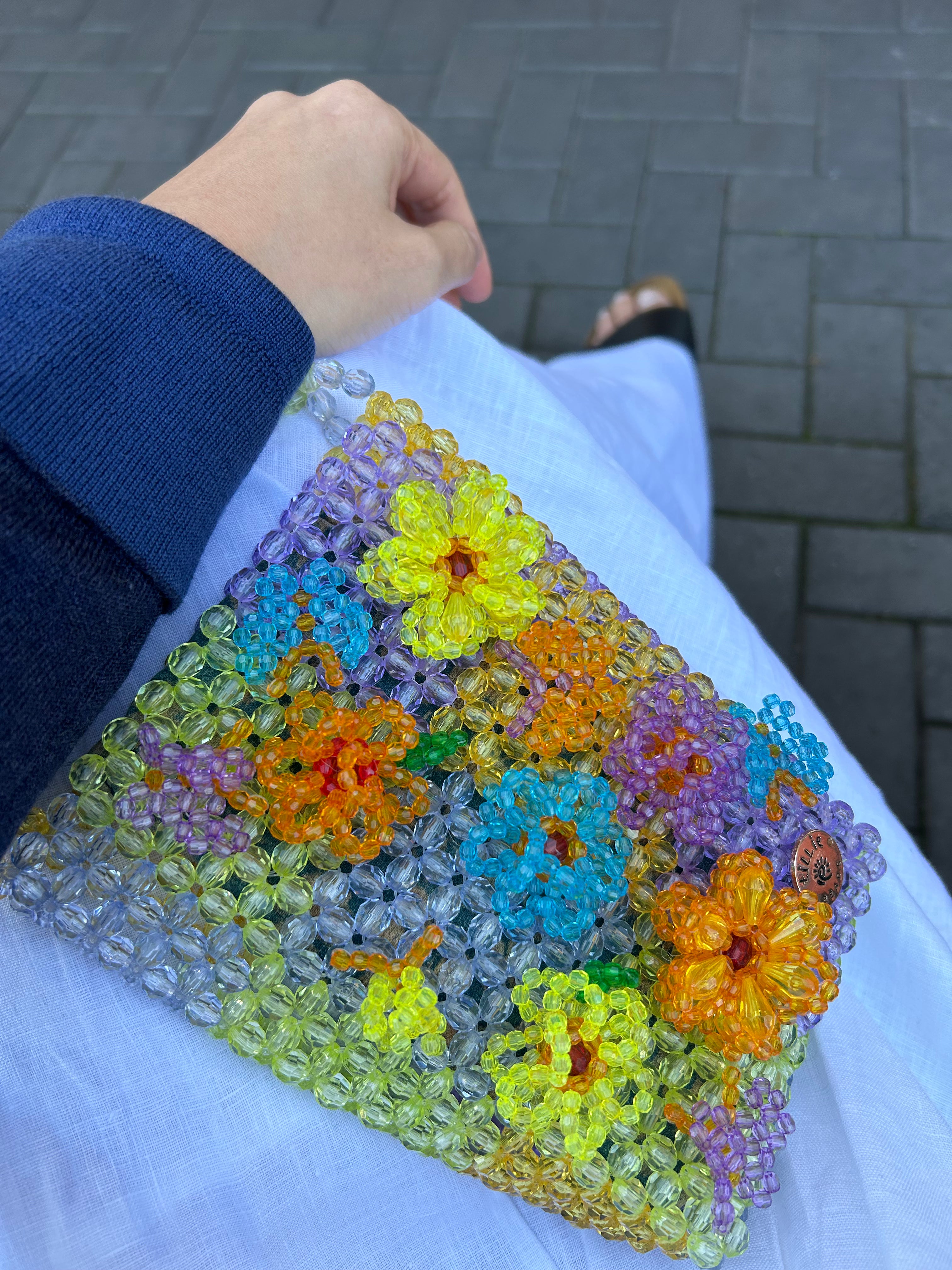 Blooming Butterflies Beaded Crossbody Bag