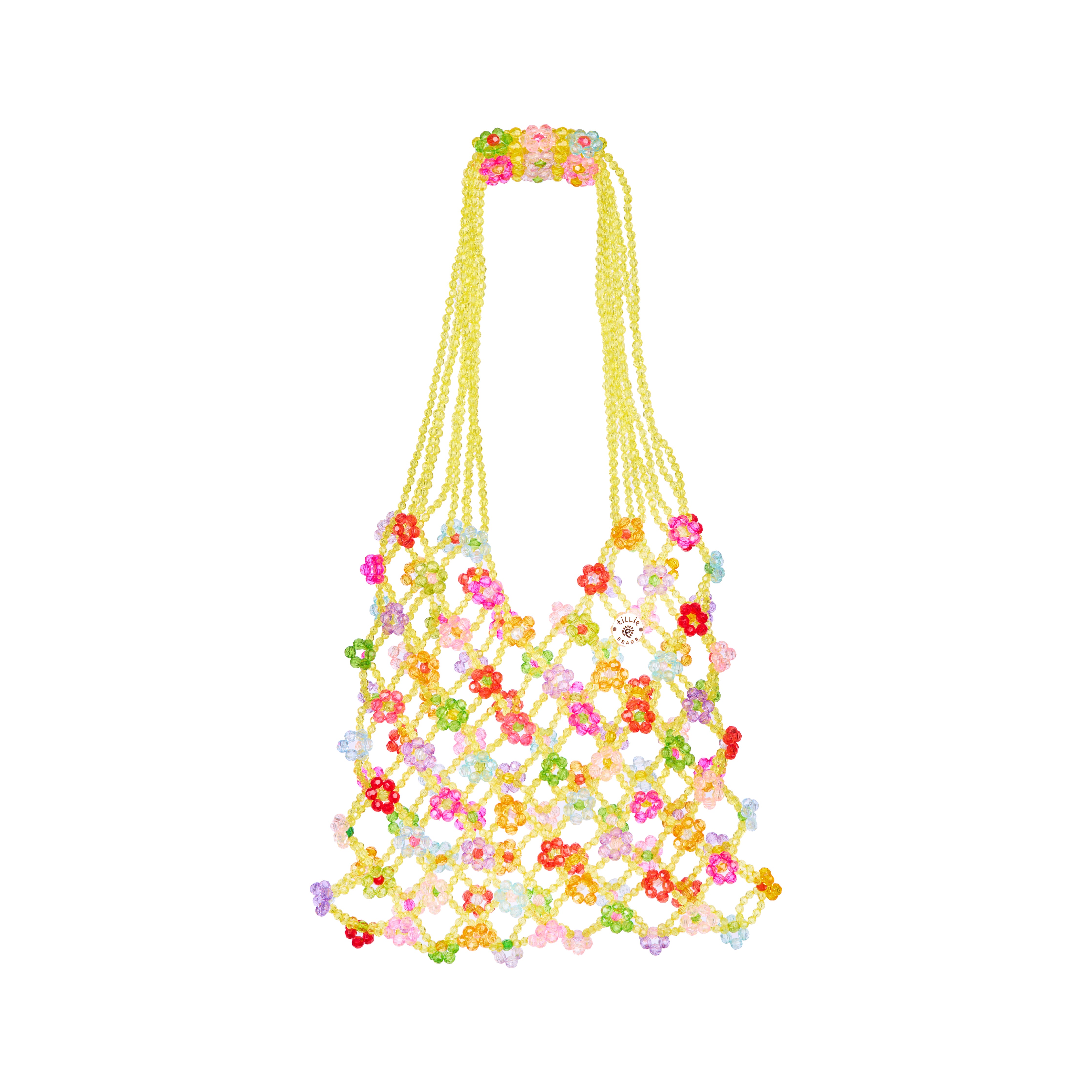 Sunshine Bloom Floral Beaded Shoulder Bag