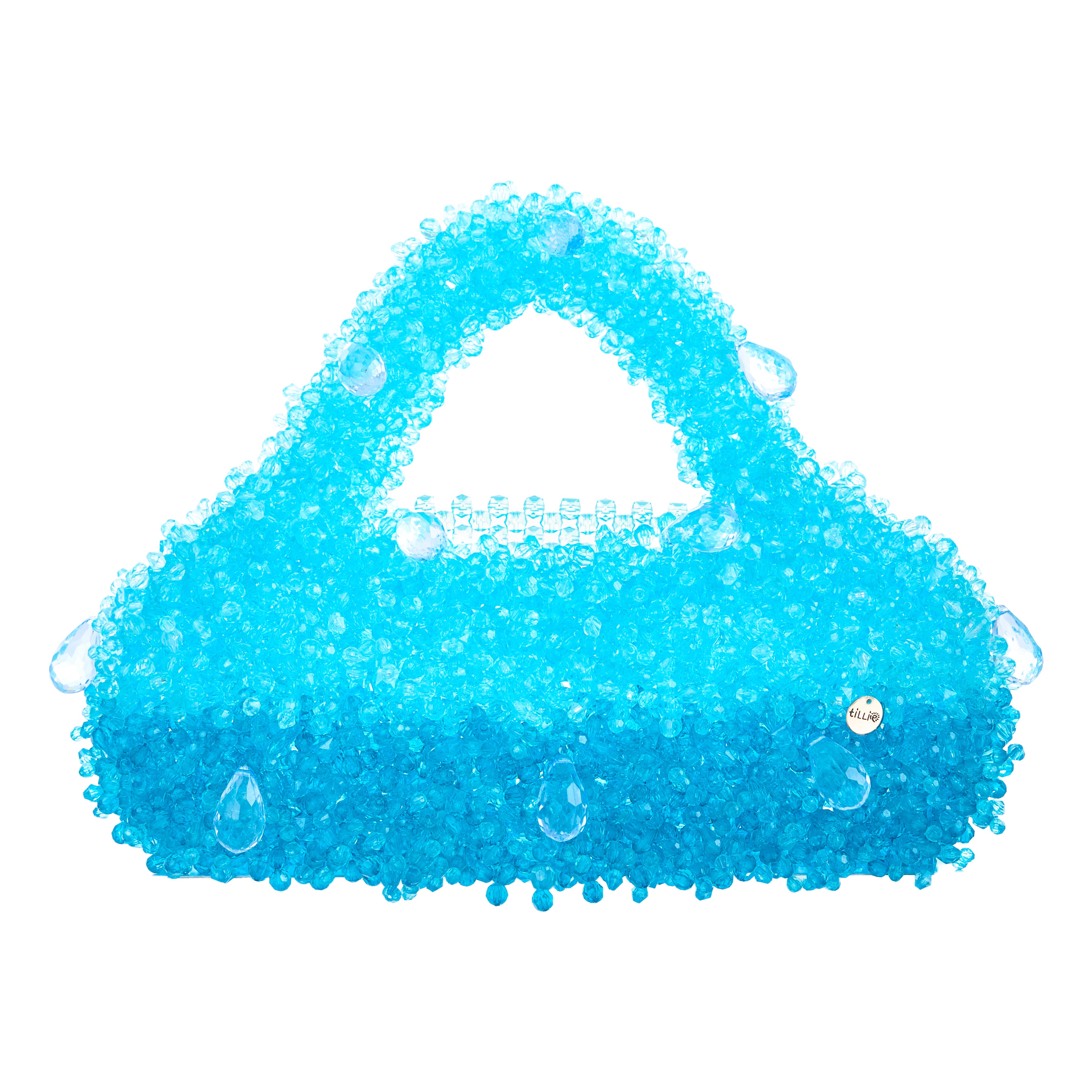 Two-Tone Blue Fluffy Cloud Bead Bag
