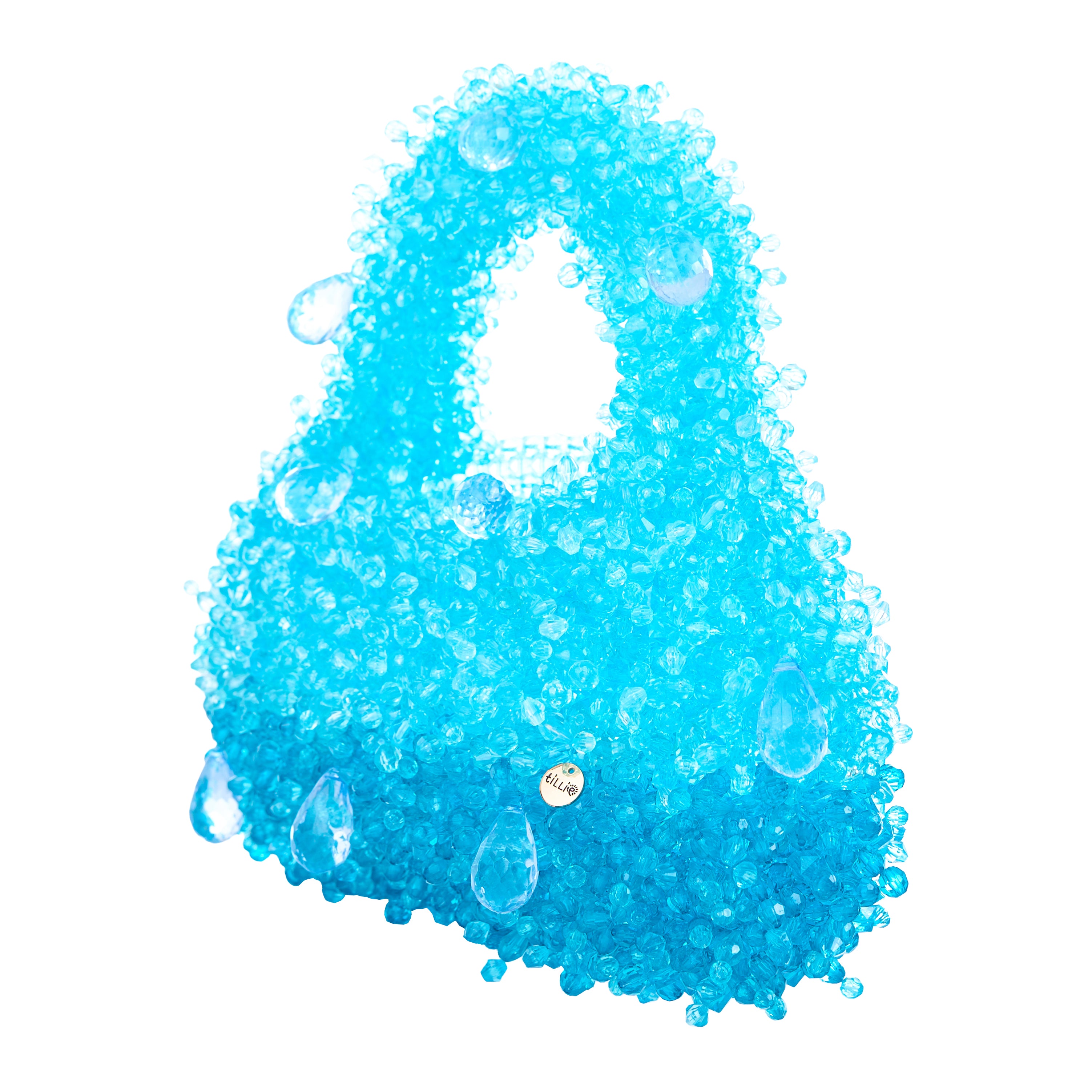 Two-Tone Blue Fluffy Cloud Bead Bag