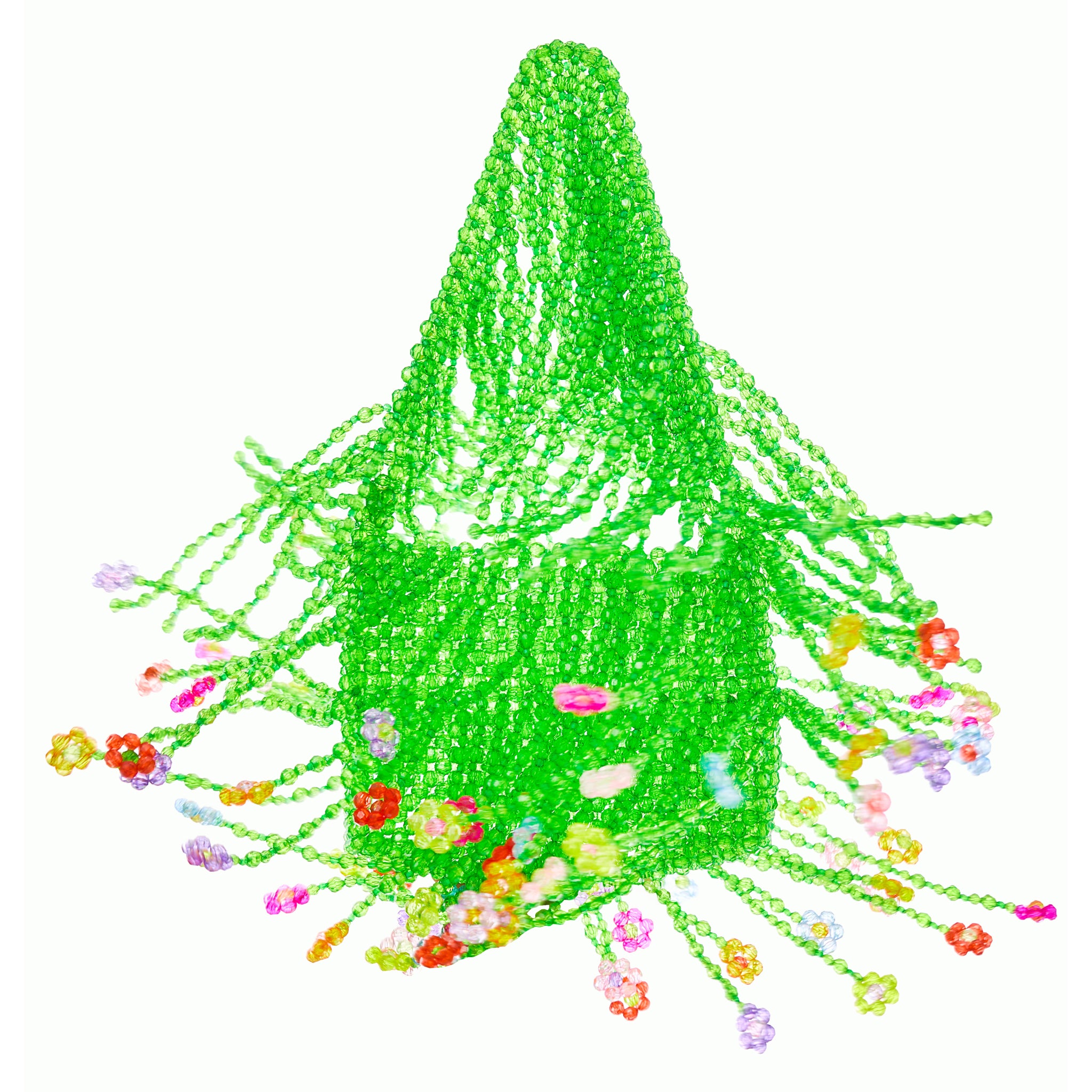 Step into a world of color with this playful, handmade beaded bag. Crafted with radiant lime green beads, this eye-catching piece is finished with a cascading fringe of multicolor flower charms, bringing a burst of joy and movement to every step.

Lightweight yet sturdy, it’s designed to carry your essentials while making a bold statement. Perfect for festivals, brunch dates, nights out, or adding a pop of fun to your everyday look.

Each bag is carefully hand-beaded, making every piece unique and one-of-a-