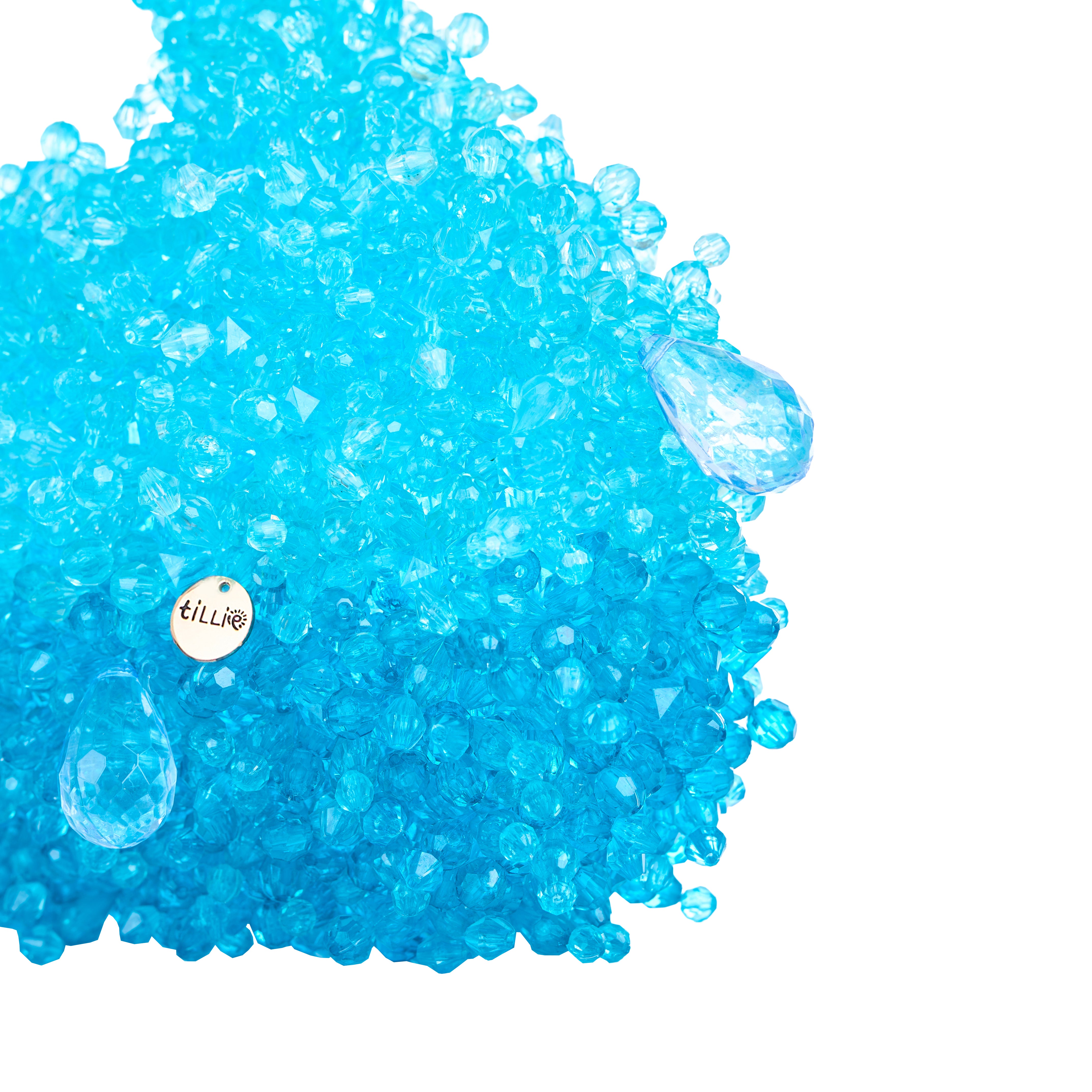 Two-Tone Blue Fluffy Cloud Bead Bag