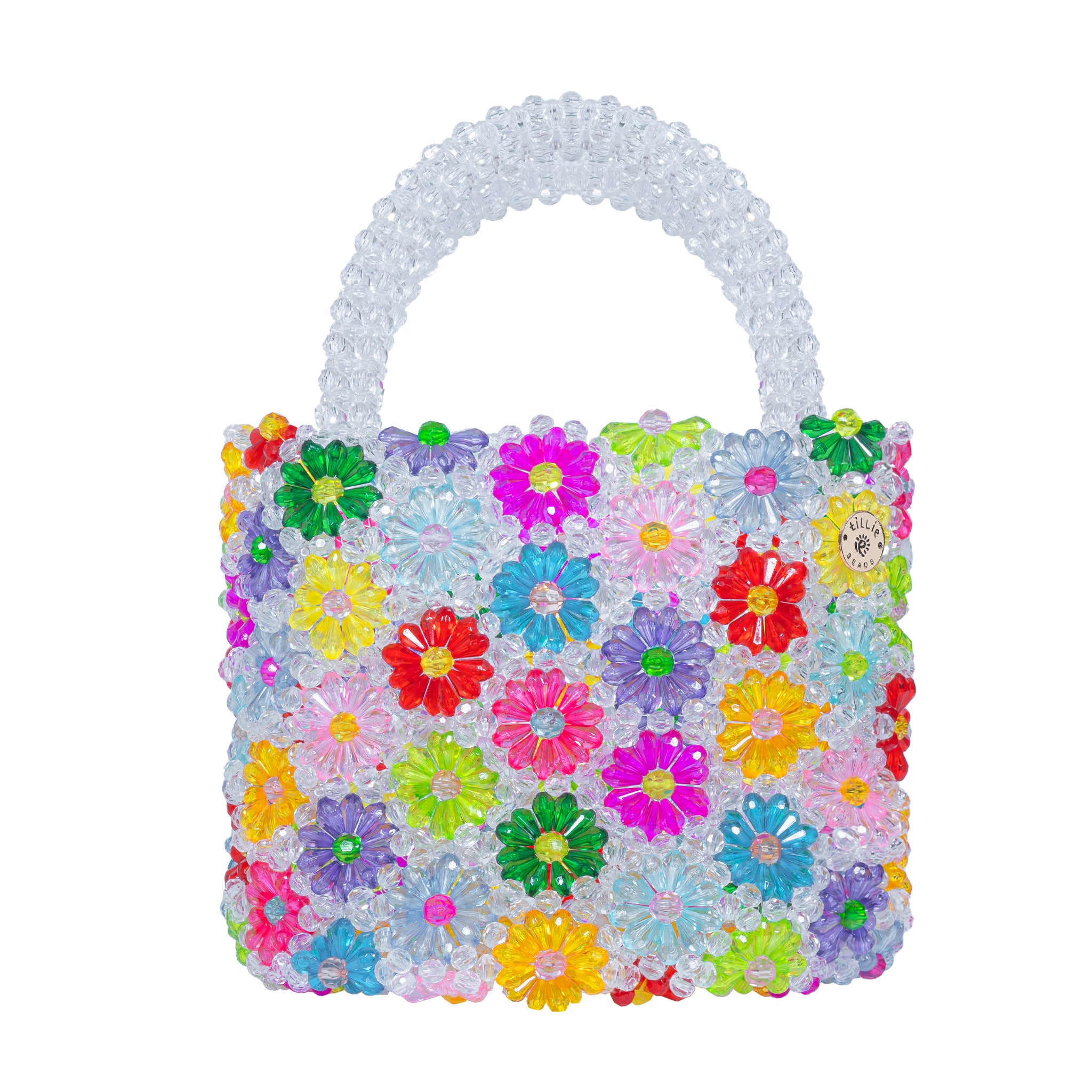 Bright Blooms Floral Pop Bead Bag | Handmade Floral Beaded Handbag