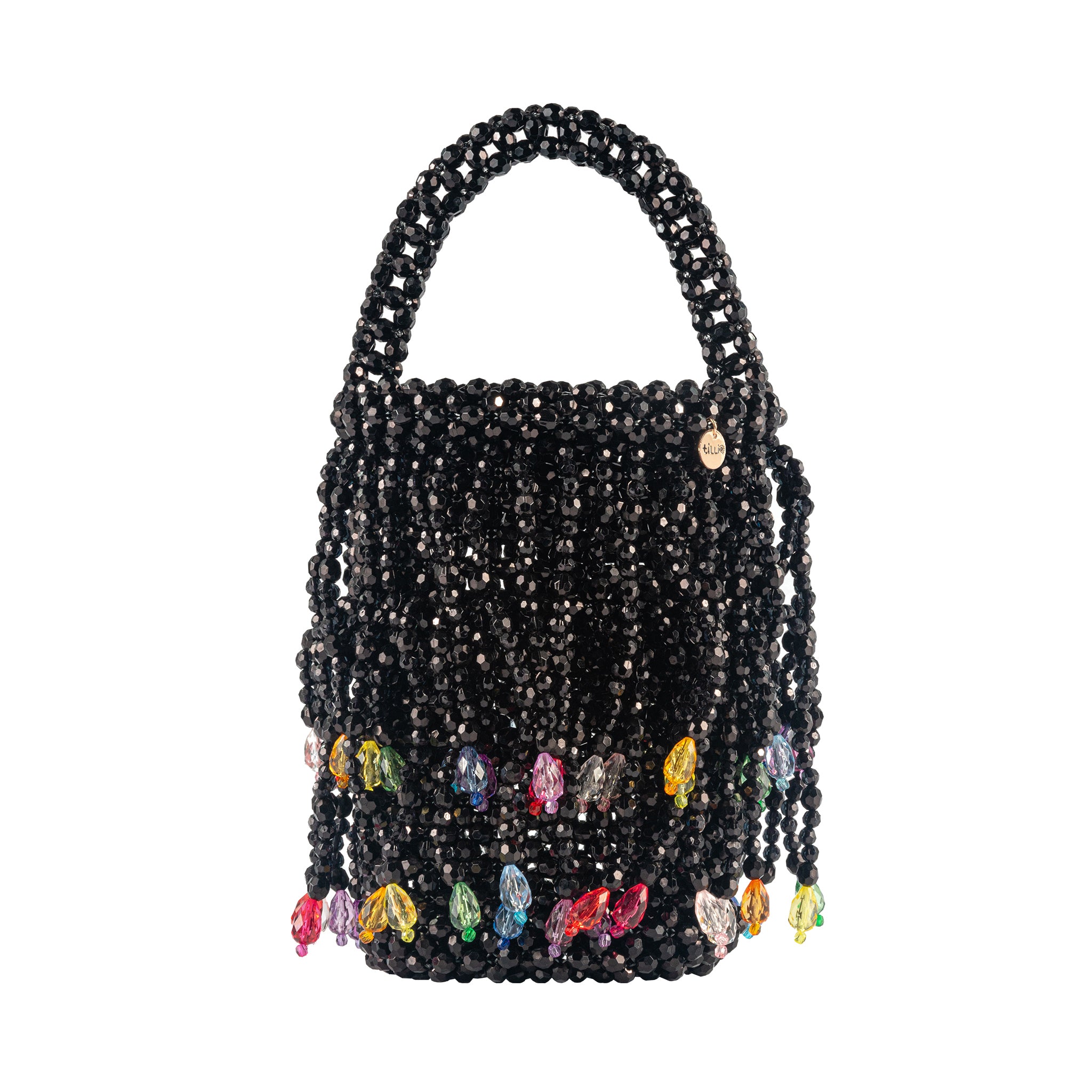 Black Beaded Tassel Twirl Bucket Bag – Tillie Beads