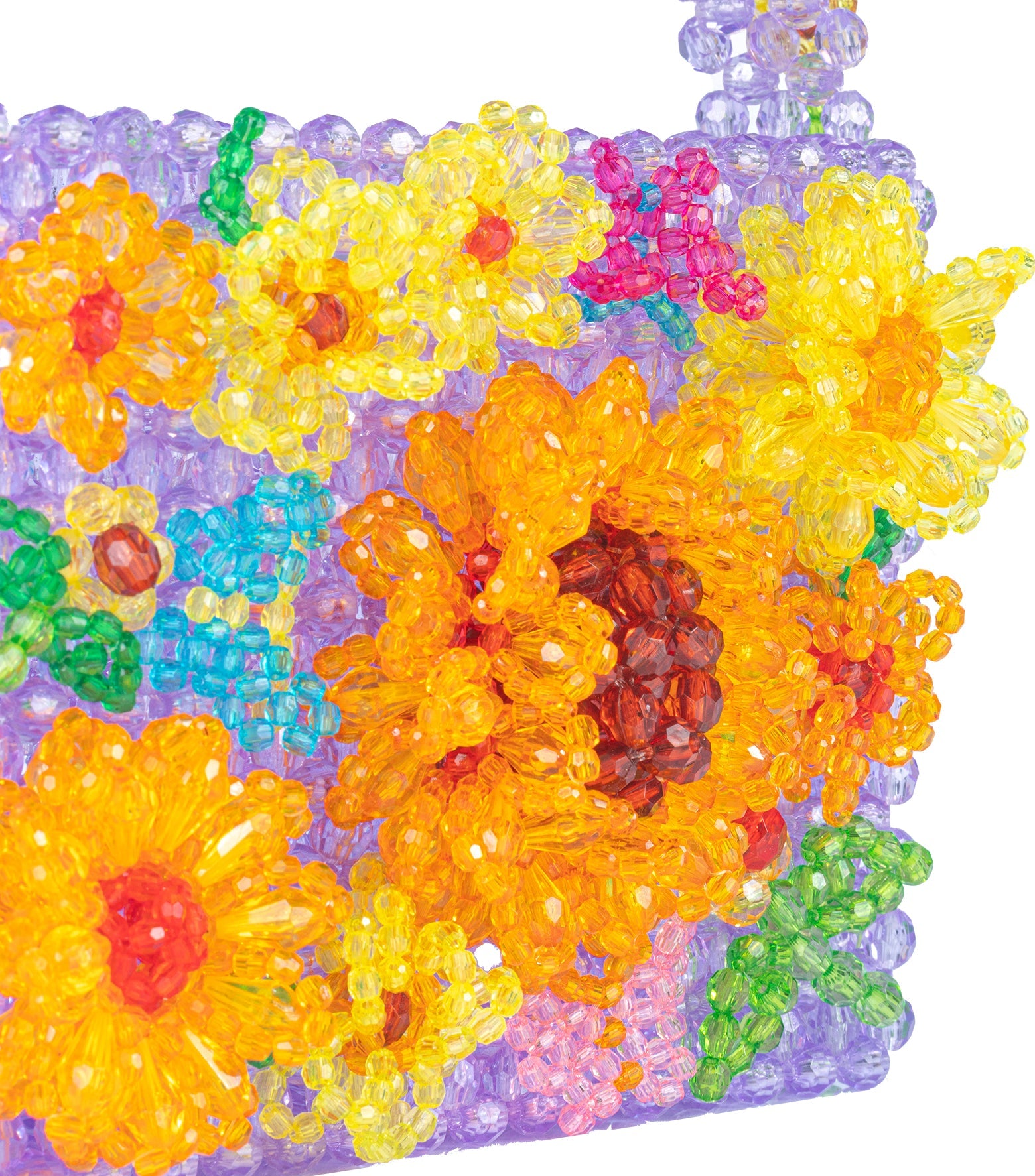 Colorful beaded flowers handbag