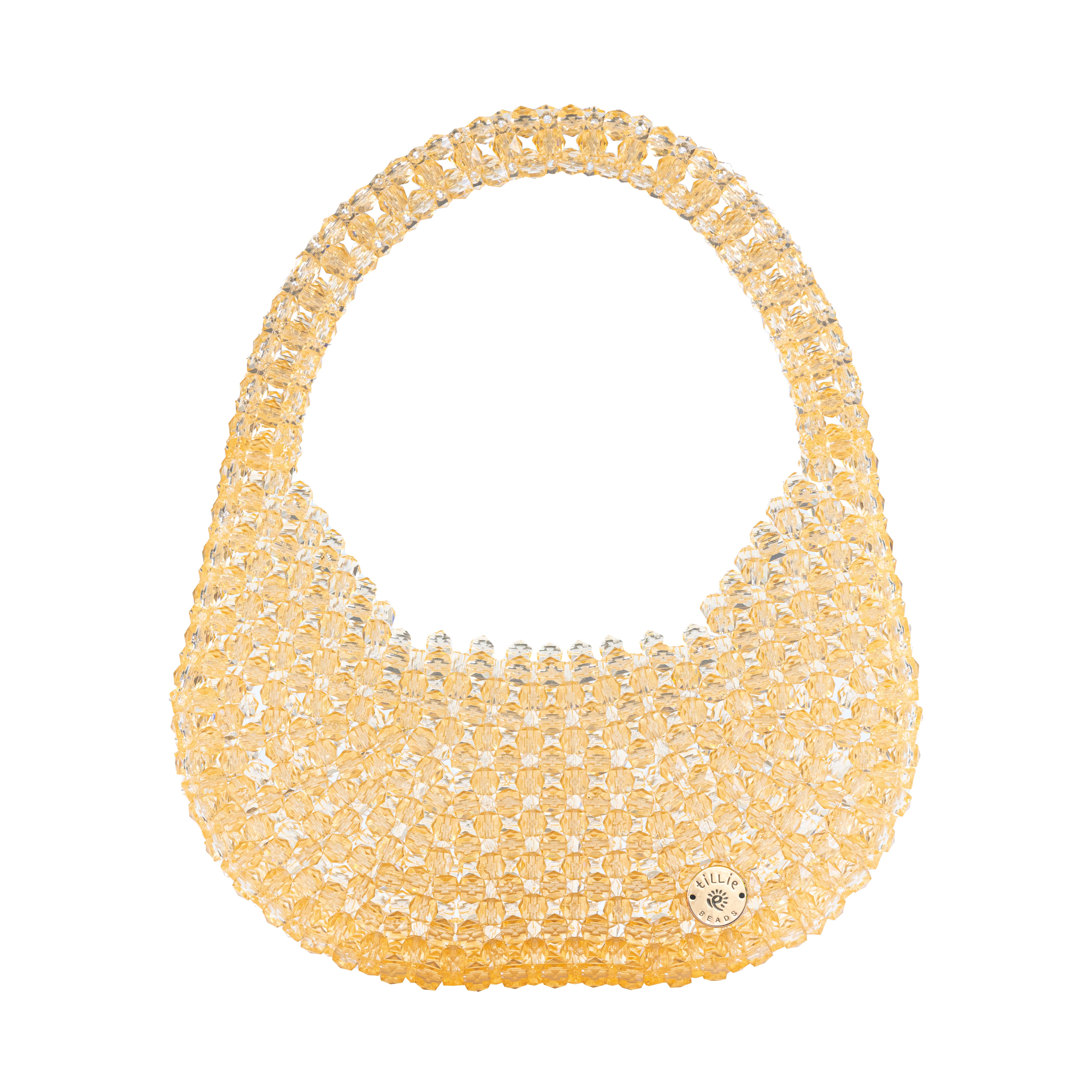 Custom Made Fluffy Semi-Circle Beaded Bag with Charms