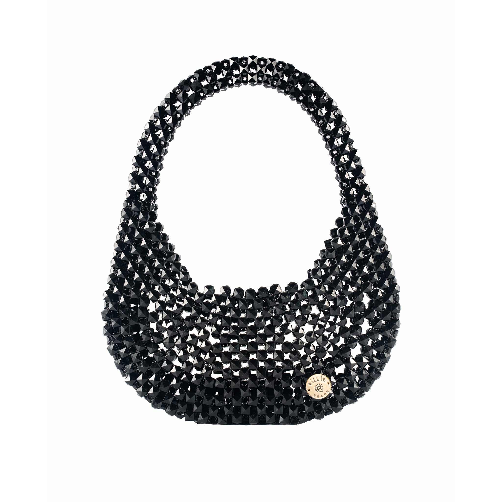 Custom Made Fluffy Semi-Circle Beaded Bag with Charms