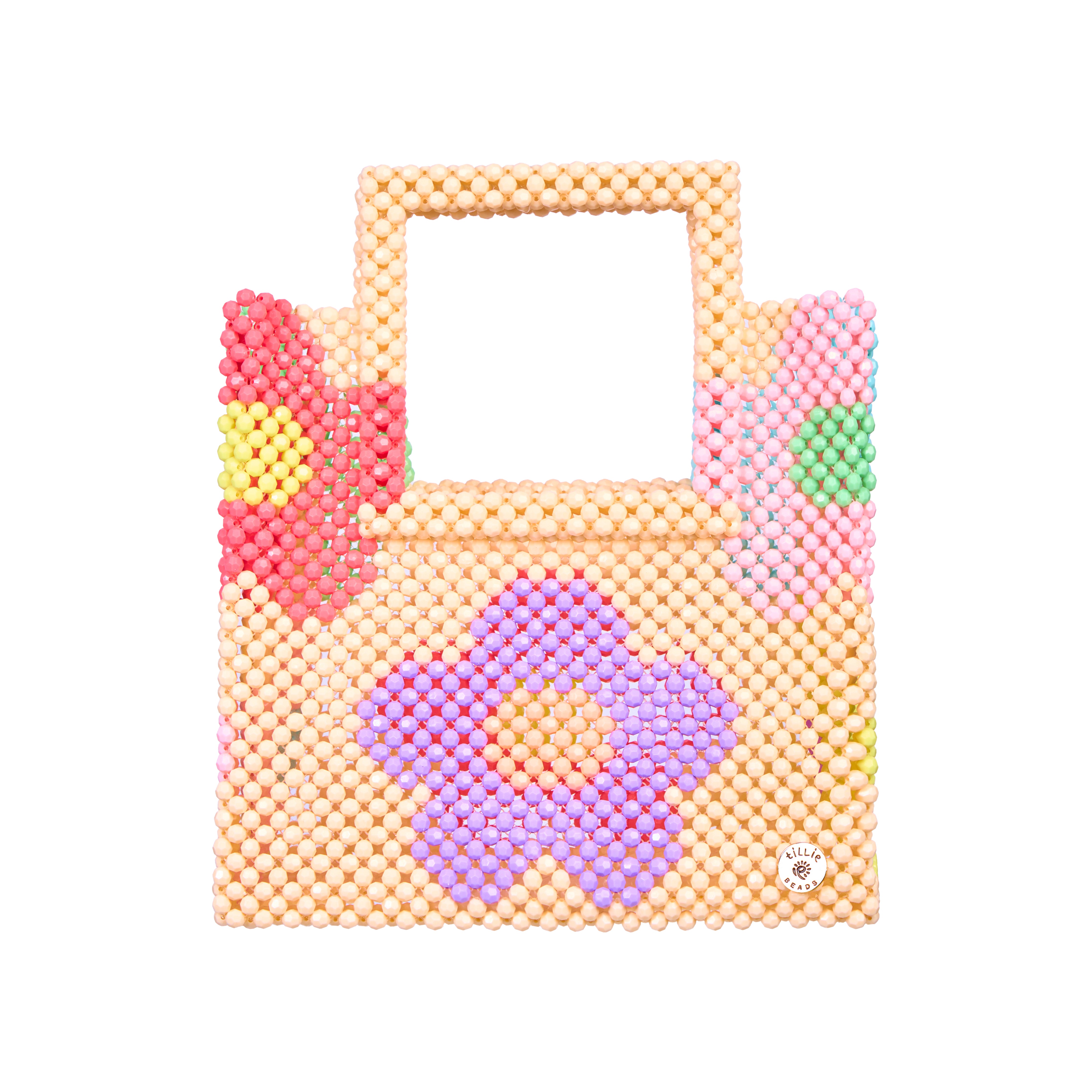 Daisy Square Handle Tote Bead Bag