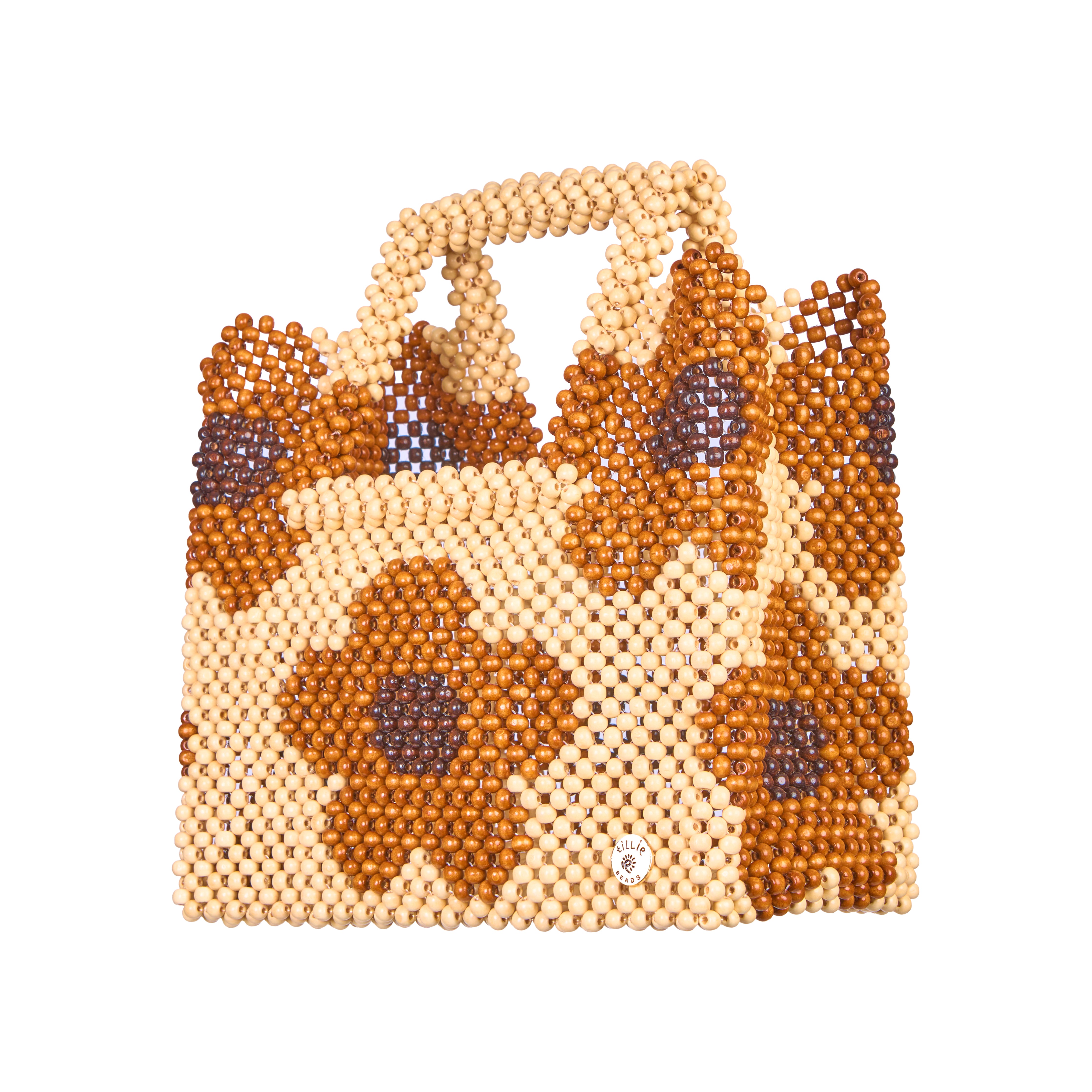 Daisy Square Handle Tote Bead Bag