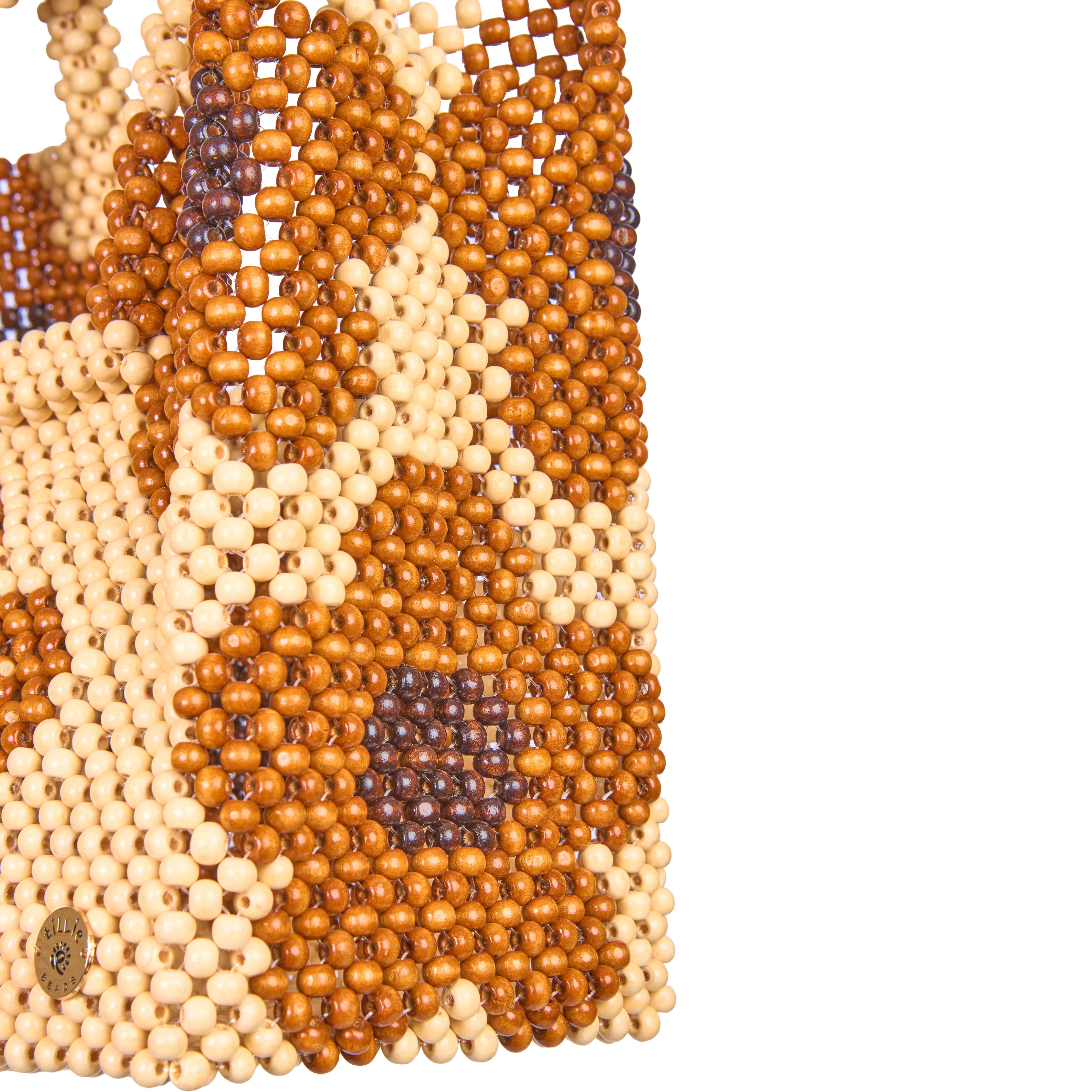 Daisy Square Handle Tote Bead Bag