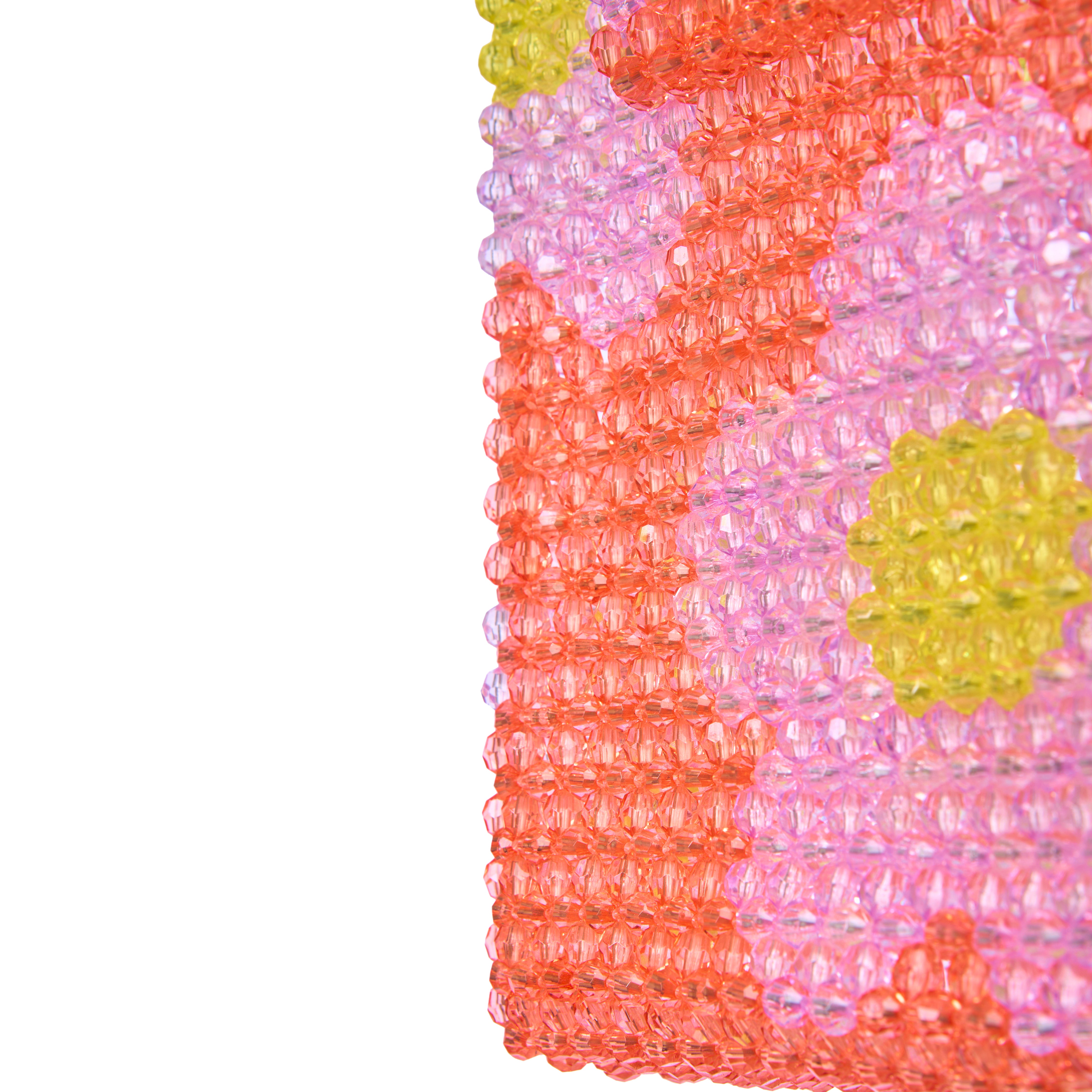 Daisy Square Handle Tote Bead Bag