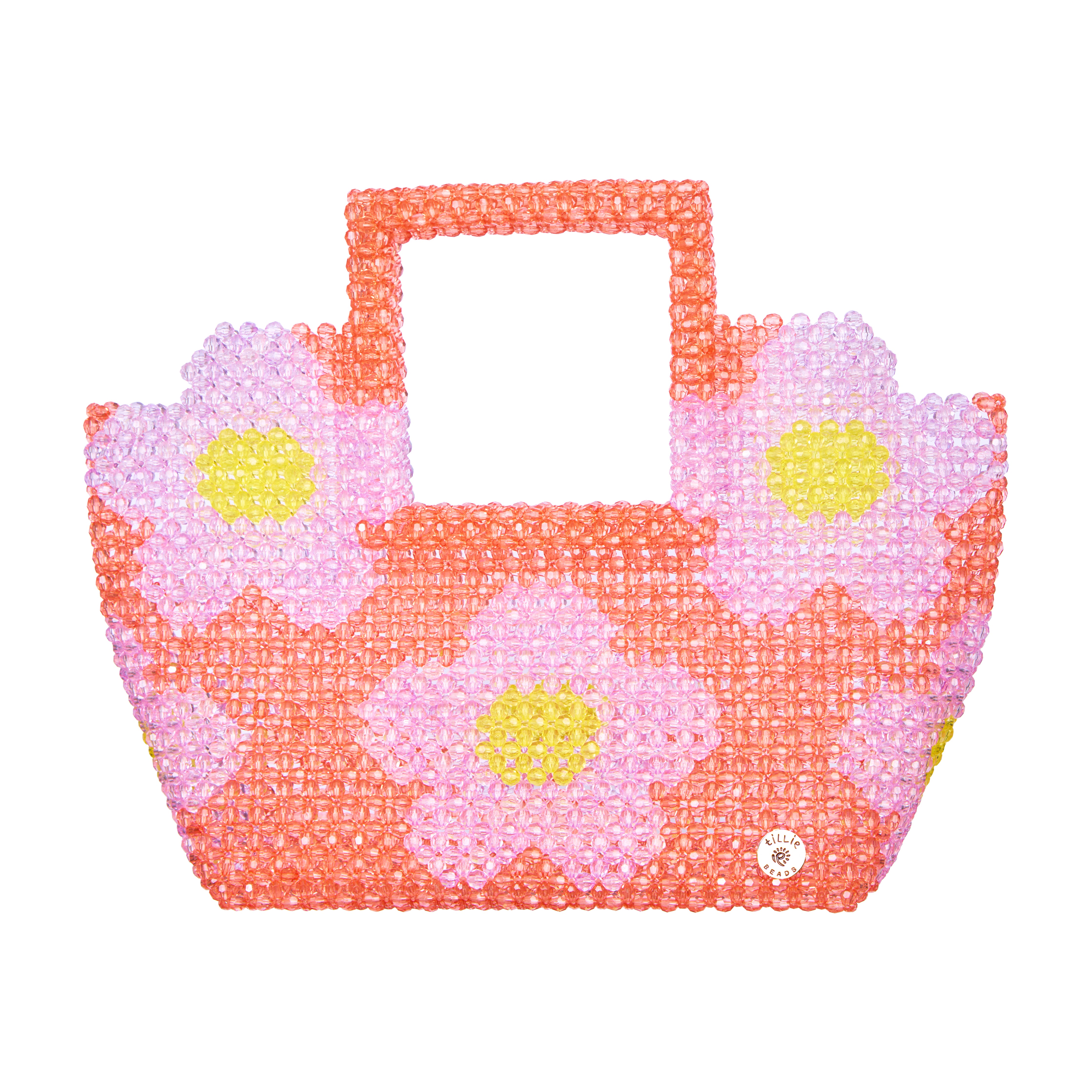 Daisy Square Handle Tote Bead Bag