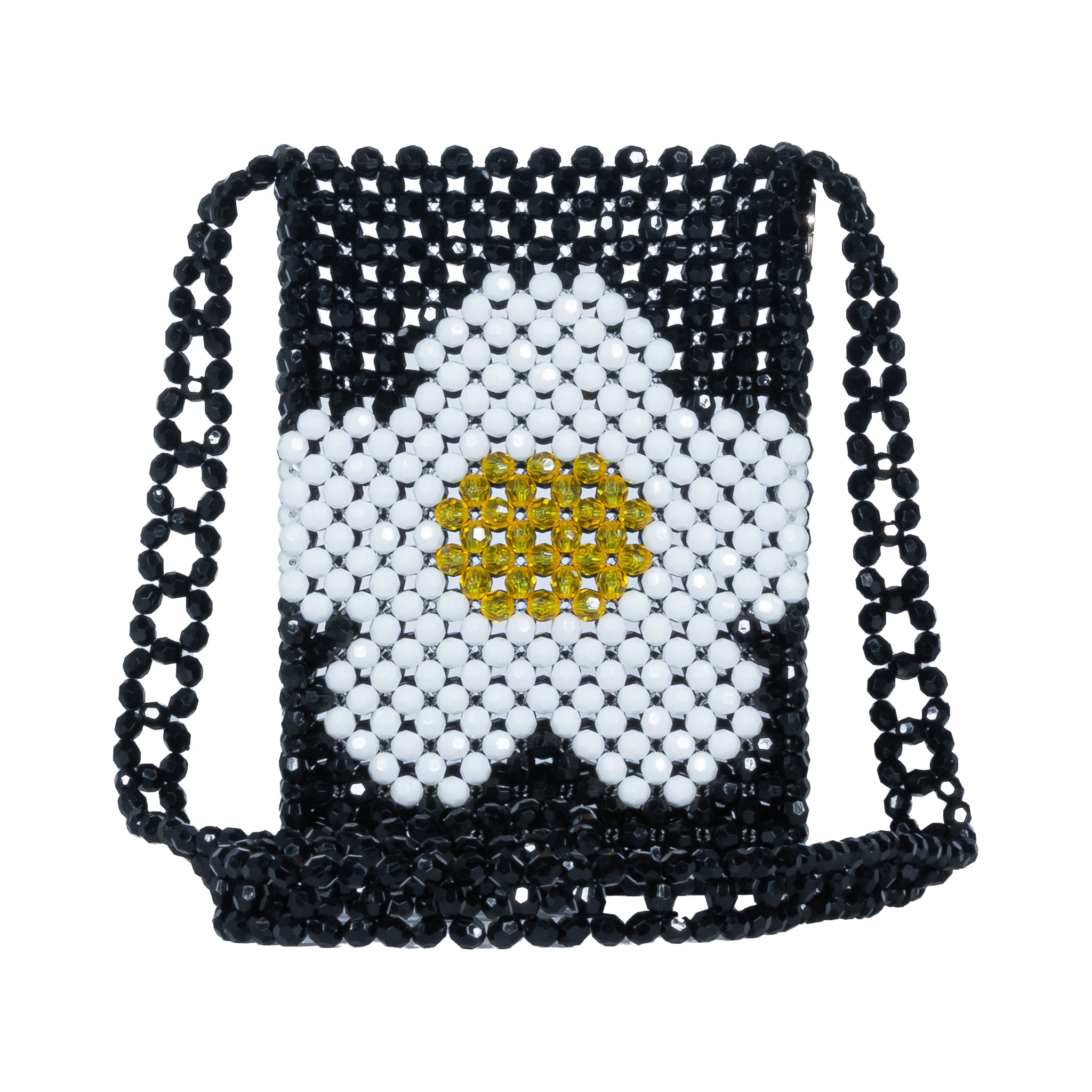 white and black beads purse